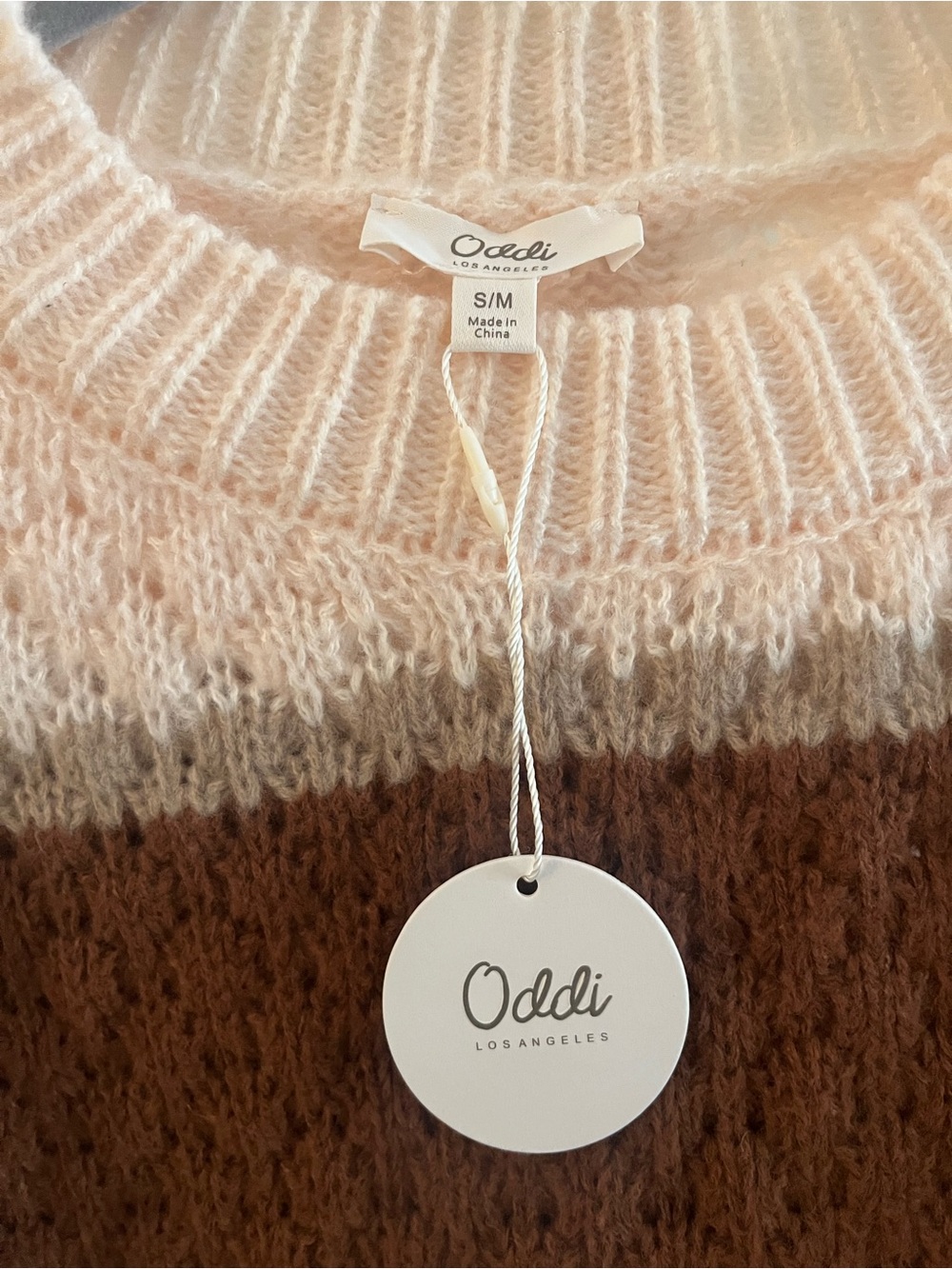 Oddi Striped Crewneck Sweater in Brown & Cream - Picture 2 of 4